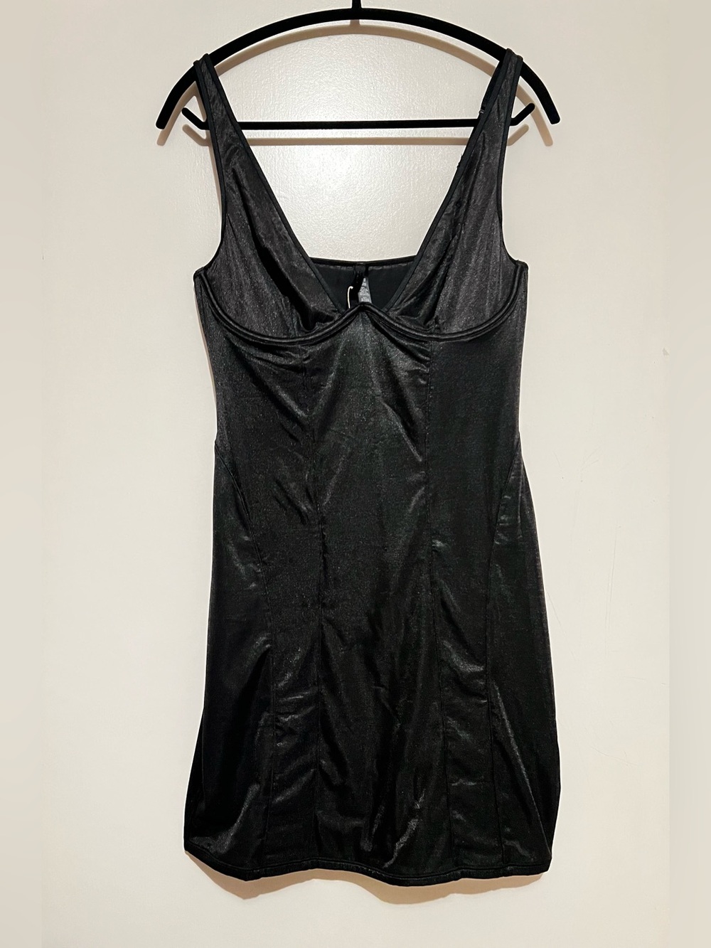 SKIMS Black Glissenette Slip Dress